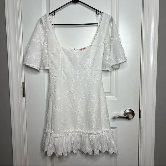 Showpo. Fancy A Spritz Square Neck Embroidered Mini Dress - Picture 5 of 14